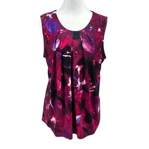 Kasper Sleeveless Pleated Abstract Career Casual Blouse Top Sz XL